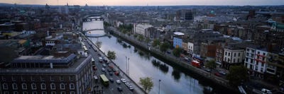 Aerial View Of River Liffey, Dublin, Leinster Province, Republic Of Ireland by Panoramic Images canvas print