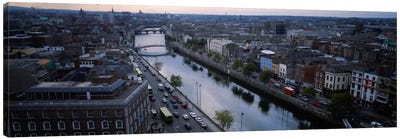 Aerial View Of River Liffey, Dublin, Leinster Province, Republic Of Ireland Canvas Art Print - Ireland Art