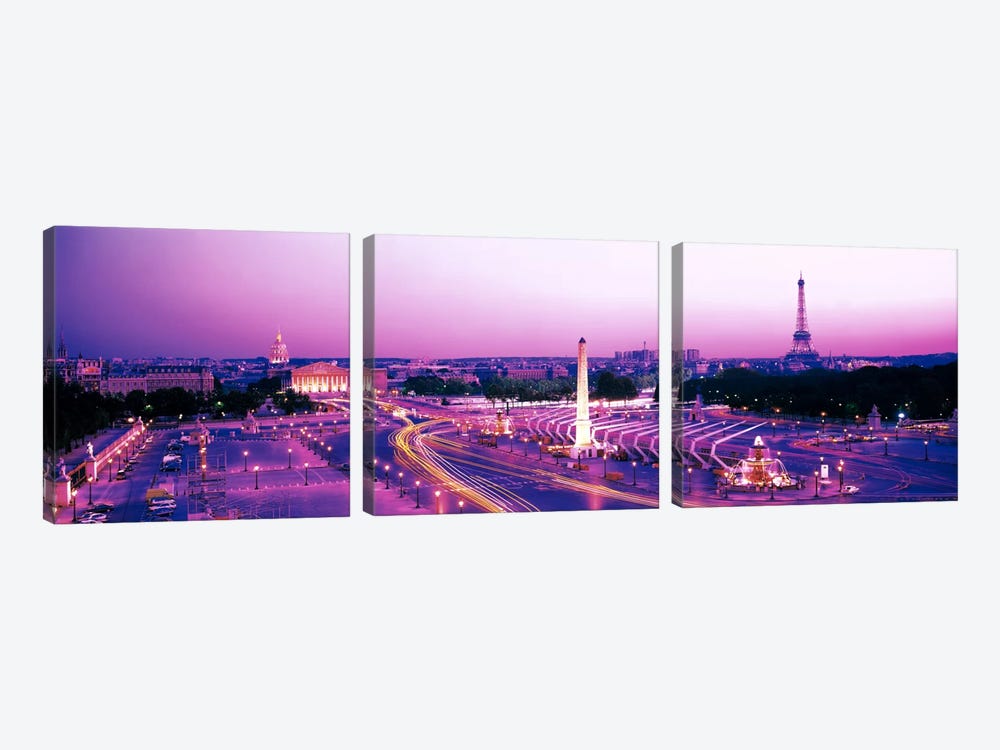Dusk Place de la Concorde Paris France by Panoramic Images 3-piece Canvas Artwork