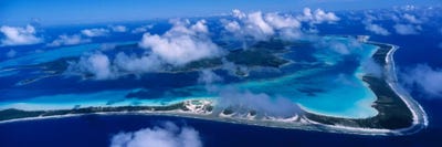 Cloudy Aerial View, Bora Bora, Leeward Islands, Society Islands, French Polynesia by Panoramic Images framed canvas print