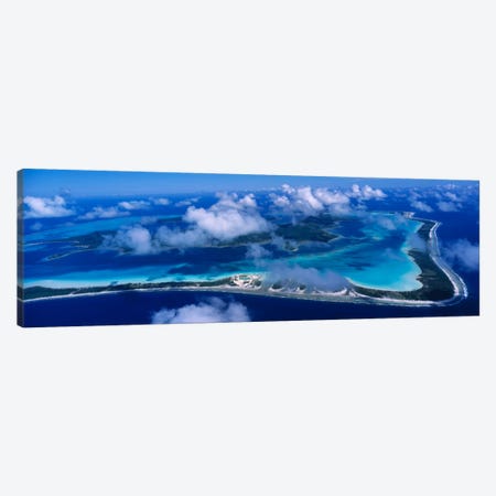 Cloudy Aerial View, Bora Bora, Leeward Islands, Society Islands, French Polynesia Canvas Print #PIM2307} by Panoramic Images Art Print