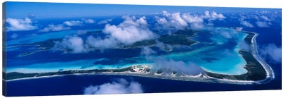 Cloudy Aerial View, Bora Bora, Leeward Islands, Society Islands, French Polynesia Canvas Art Print