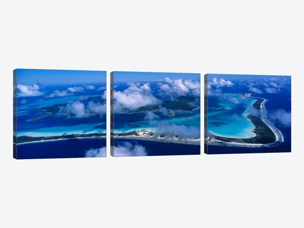 Cloudy Aerial View, Bora Bora, Leeward Islands, Society Islands, French Polynesia by Panoramic Images 3-piece Art Print
