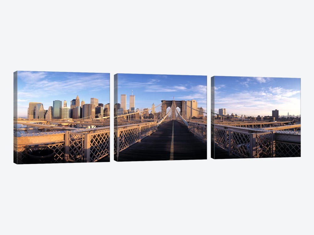 Pedestrian Walkway Brooklyn Bridge New York NY USA by Panoramic Images 3-piece Art Print