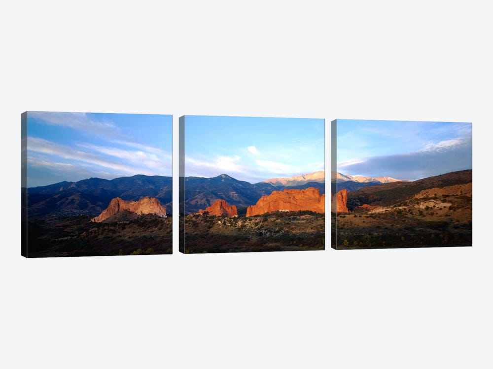 Rock formations on a landscapeGarden of The Gods, Colorado Springs, Colorado, USA by Panoramic Images 3-piece Canvas Wall Art