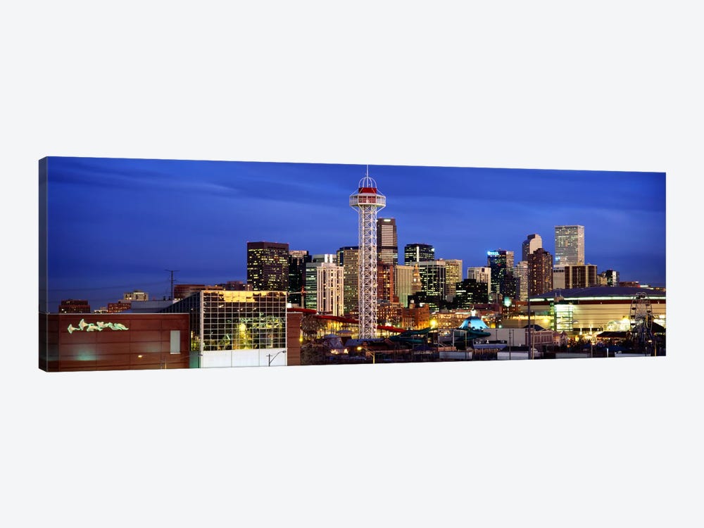 Buildings lit up at duskDenver, Colorado, USA by Panoramic Images 1-piece Canvas Art