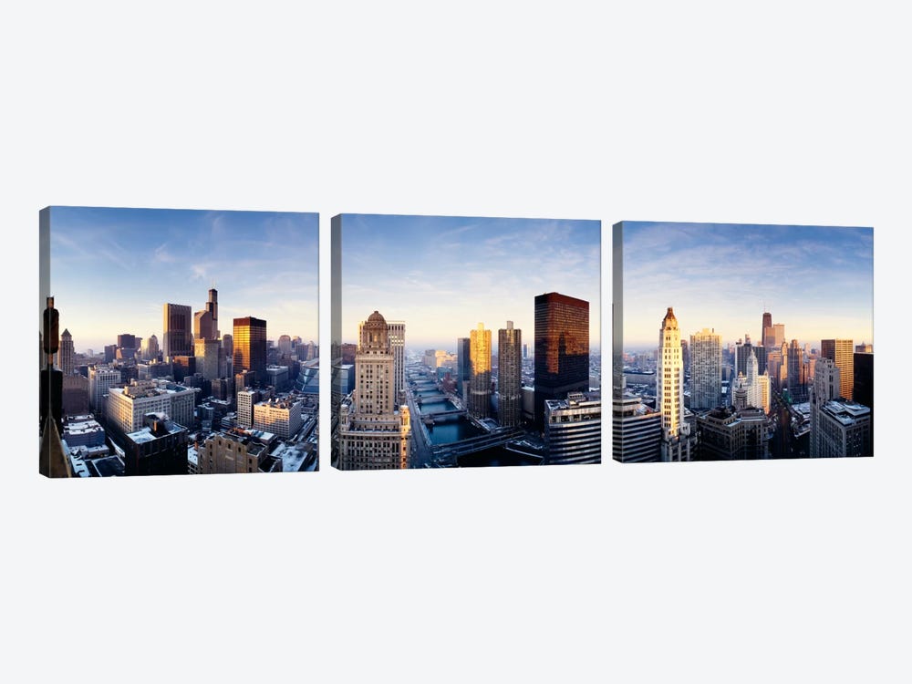 Downtown Skyline II, Chicago, Illinois, USA by Panoramic Images 3-piece Canvas Print