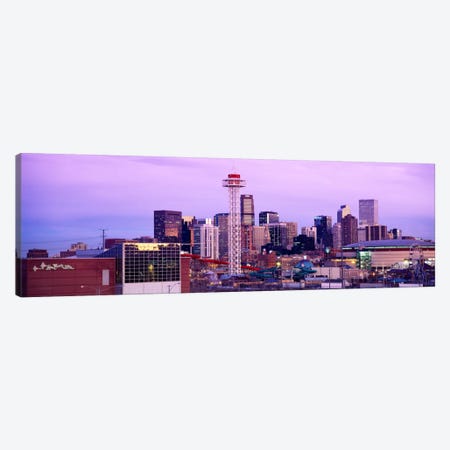 Building lit up at dusk, Denver, Colorado, USA Canvas Print #PIM2321} by Panoramic Images Canvas Art
