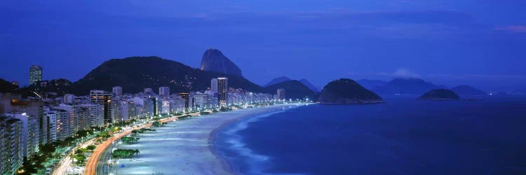 Copacabana & Sugarloaf Mountain At Night, Rio de Janeiro, Brazil