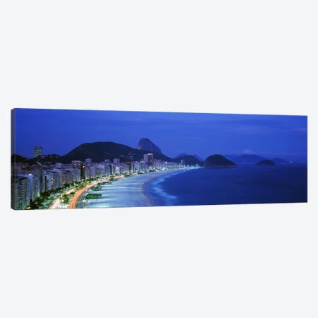 Copacabana & Sugarloaf Mountain At Night, Rio de Janeiro, Brazil Canvas Print #PIM2322} by Panoramic Images Canvas Artwork