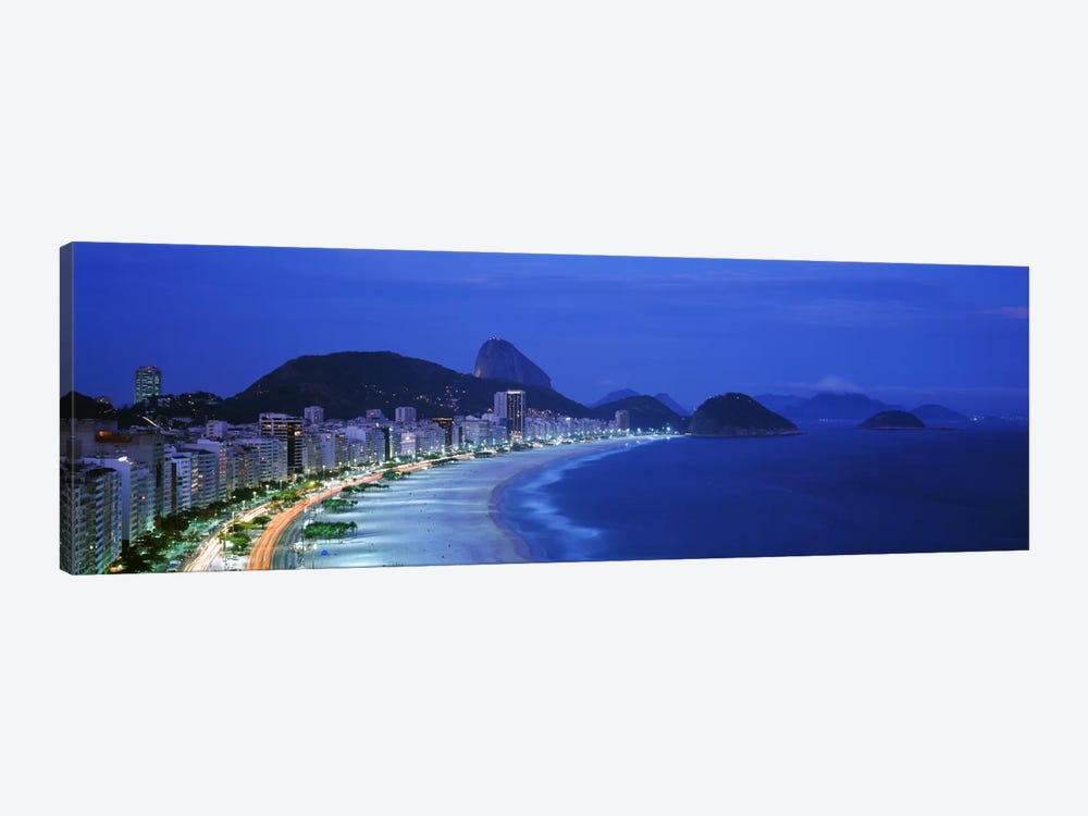 Copacabana & Sugarloaf Mountain At Night, Rio de Janeiro, Brazil by Panoramic Images 1-piece Canvas Artwork