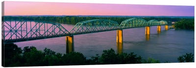 Champ Clark Bridge At Dusk, Louisiana, Missouri, USA Canvas Art Print - Missouri Art