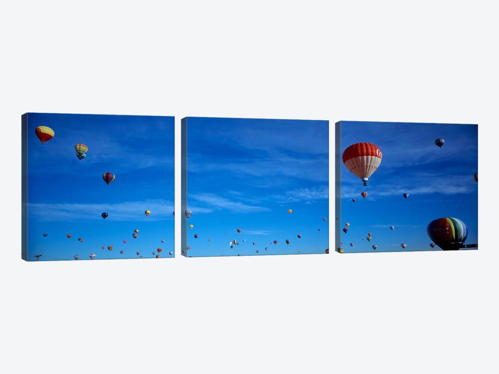 Low angle view of hot air balloons, Albuquerque, New Mexico, USA by Panoramic Images 3-piece Canvas Art Print