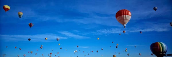 Albuquerque: Low angle view of hot air balloons, Albuquerque, New Mexico, USA by Panoramic Images