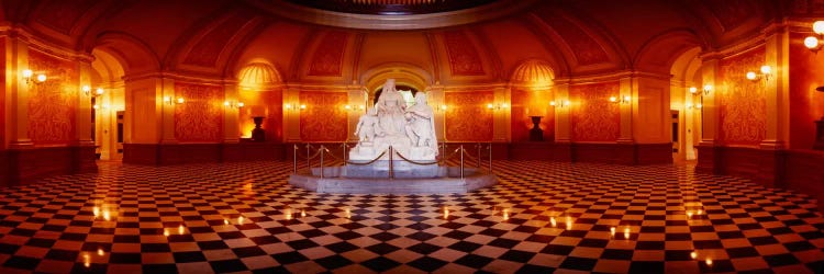 Statue surrounded by a railing in a building, California State Capitol Building, Sacramento, California, USA