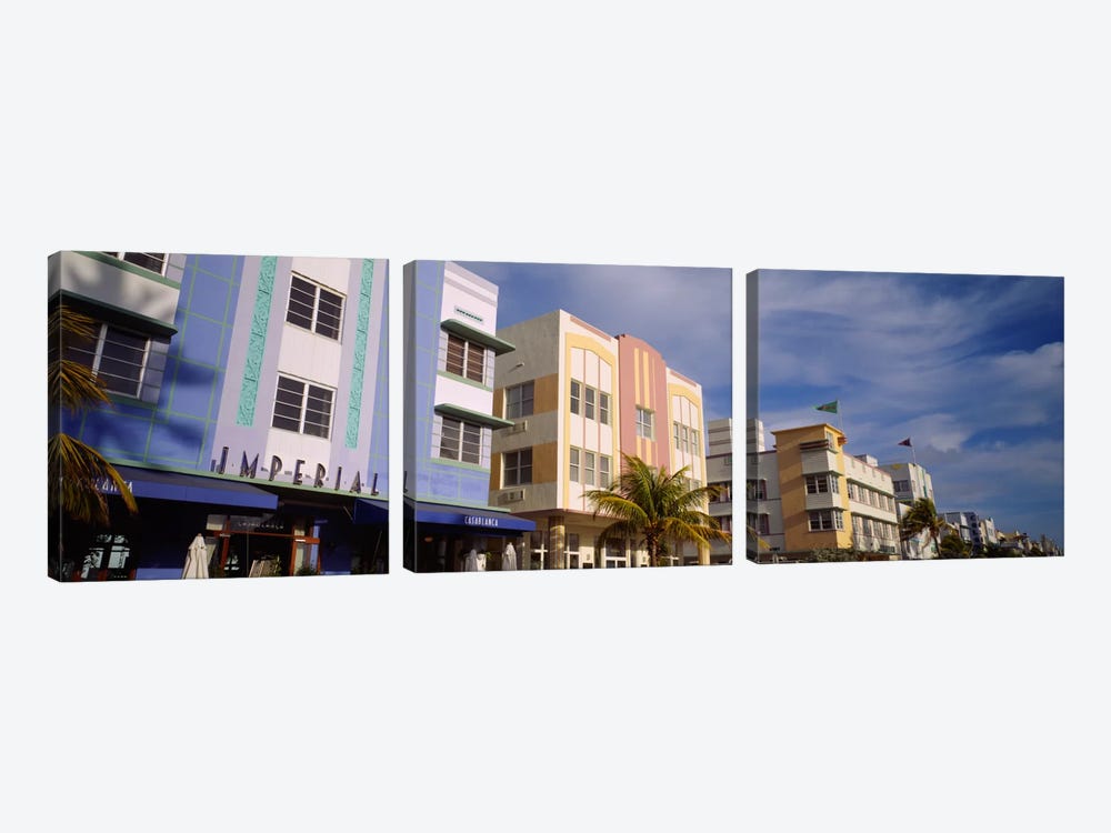 Facade of a hotel, Art Deco Hotel, Ocean Drive, Miami Beach, Florida, USA #2 by Panoramic Images 3-piece Canvas Art Print