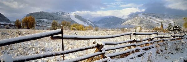 Snowy Mountains: Snow-Covered Wooden Fence, Colorado, USA by Panoramic Images