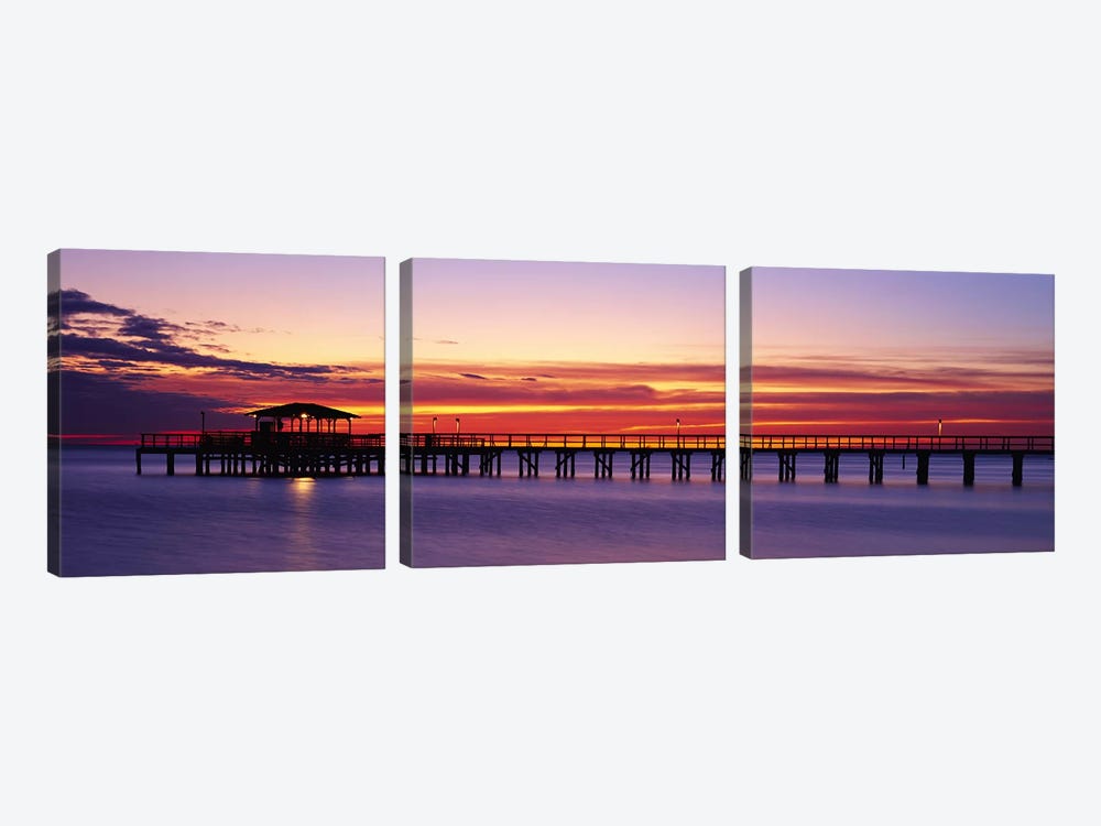 Sunset Mobile Pier AL USA by Panoramic Images 3-piece Canvas Art Print