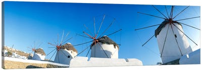 Windmills Santorini Island Greece Canvas Art Print - Panoramic & Horizontal Wall Art