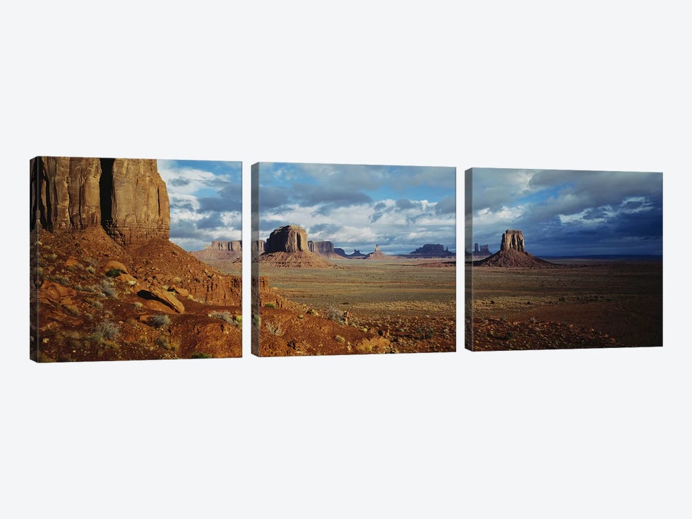Stormy Valley Landscape, Monument Valley, Navajo Nation, USA by Panoramic Images 3-piece Canvas Wall Art