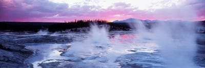 Fuchsia Sunset, Norris Geyser Basin, Yellowstone Caldera, Yellowstone National Park, Wyoming, USA by Panoramic Images framed canvas print