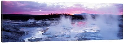 Fuchsia Sunset, Norris Geyser Basin, Yellowstone Caldera, Yellowstone National Park, Wyoming, USA Canvas Art Print - Wyoming Art