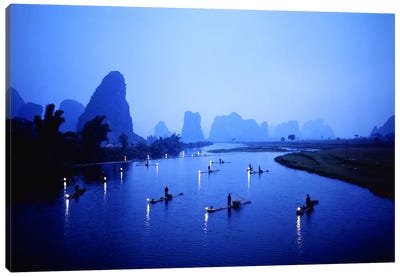 Night Fishing Guilin China Canvas Art Print - China Art