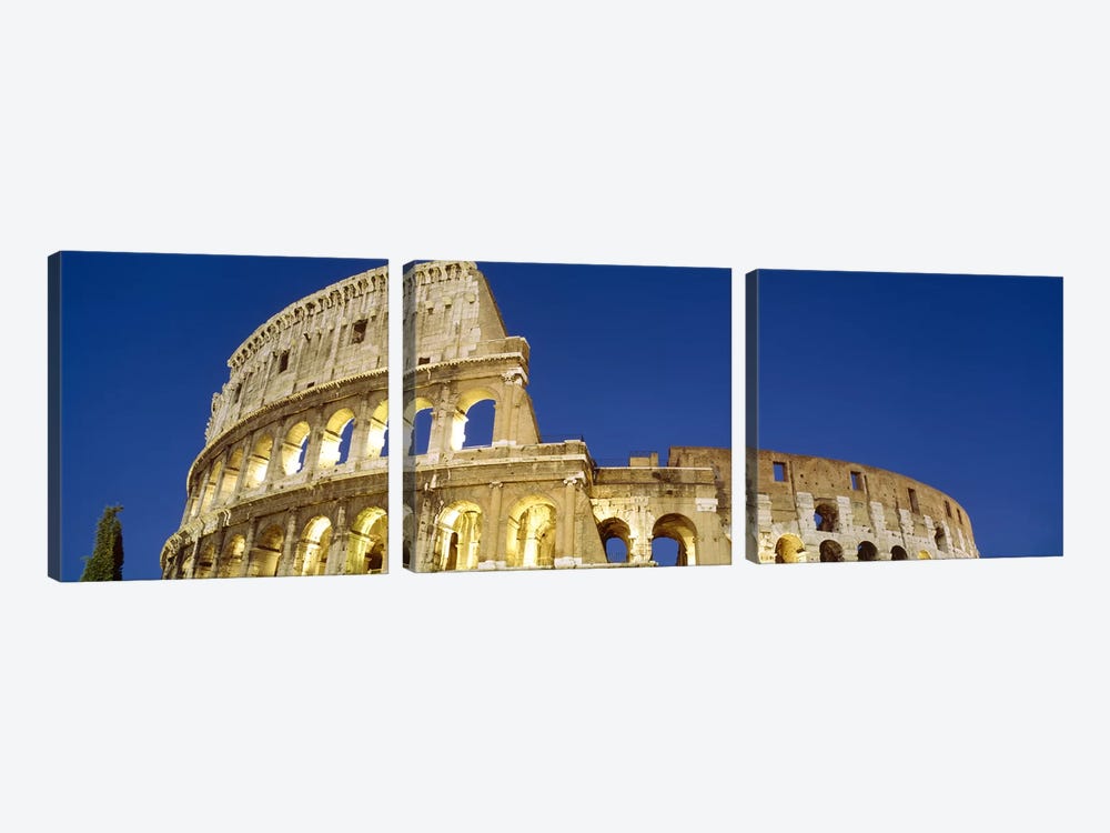 Low angle view of ruins of an amphitheaterColiseum, Rome, Lazio, Italy by Panoramic Images 3-piece Canvas Print