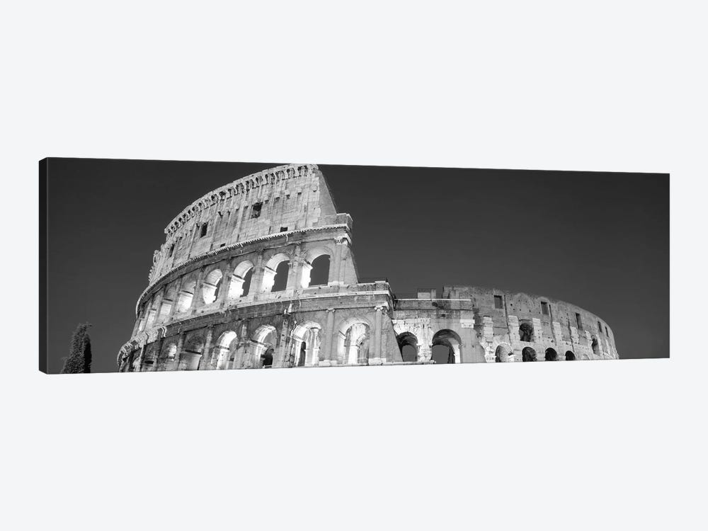 Low angle view of ruins of an amphitheater, Coliseum, Rome, Lazio, Italy (black & white) by Panoramic Images 1-piece Canvas Art Print