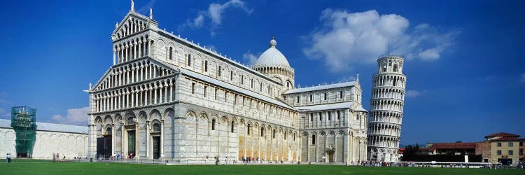 Facade of a cathedral with a towerPisa Cathedral, Leaning Tower of Pisa, Pisa, Tuscany, Italy