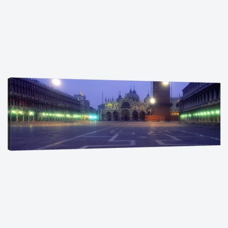 Street lights lit up in front of a cathedral at sunriseSt. Mark's Cathedral, St. Mark's Square, Venice, Veneto, Italy Canvas Print #PIM2416} by Panoramic Images Art Print