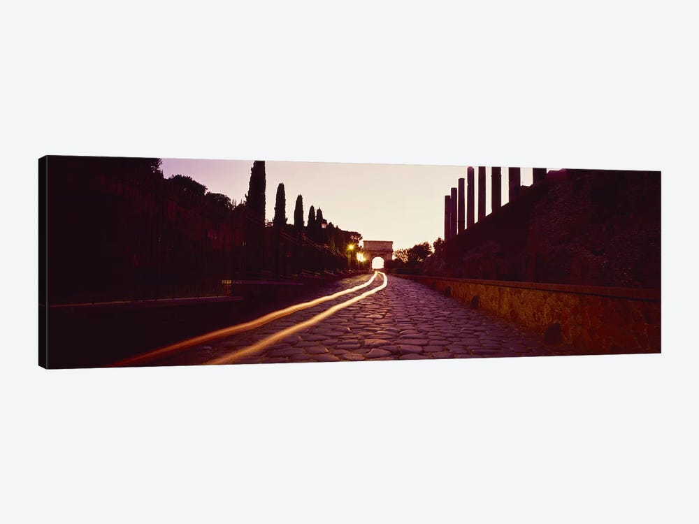 Ruins along a road at dawnRoman Forum, Rome, Lazio, Italy by Panoramic Images 1-piece Canvas Wall Art