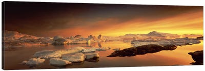 Disko BayGreenland Canvas Art Print - Lake & Ocean Sunrise & Sunset Art