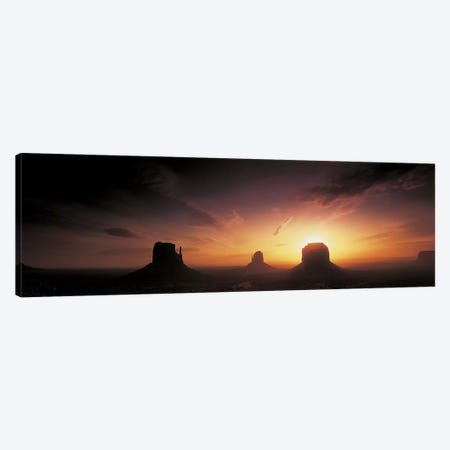 Cloudy Sunset Over The Mittens And Merrick Butte, Monument Valley, Navajo Nation, USA Canvas Print #PIM2446} by Panoramic Images Canvas Wall Art