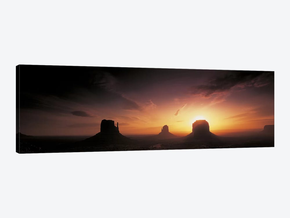 Cloudy Sunset Over The Mittens And Merrick Butte, Monument Valley, Navajo Nation, USA by Panoramic Images 1-piece Canvas Art Print