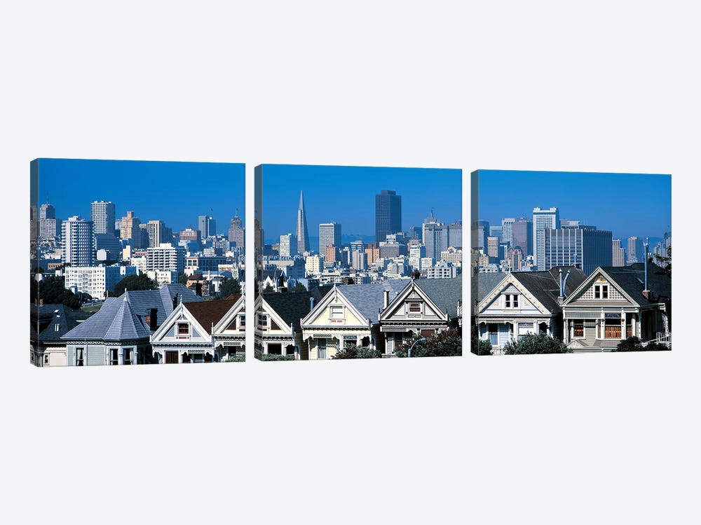Victorian houses Steiner Street San Francisco CA USA by Panoramic Images 3-piece Canvas Wall Art