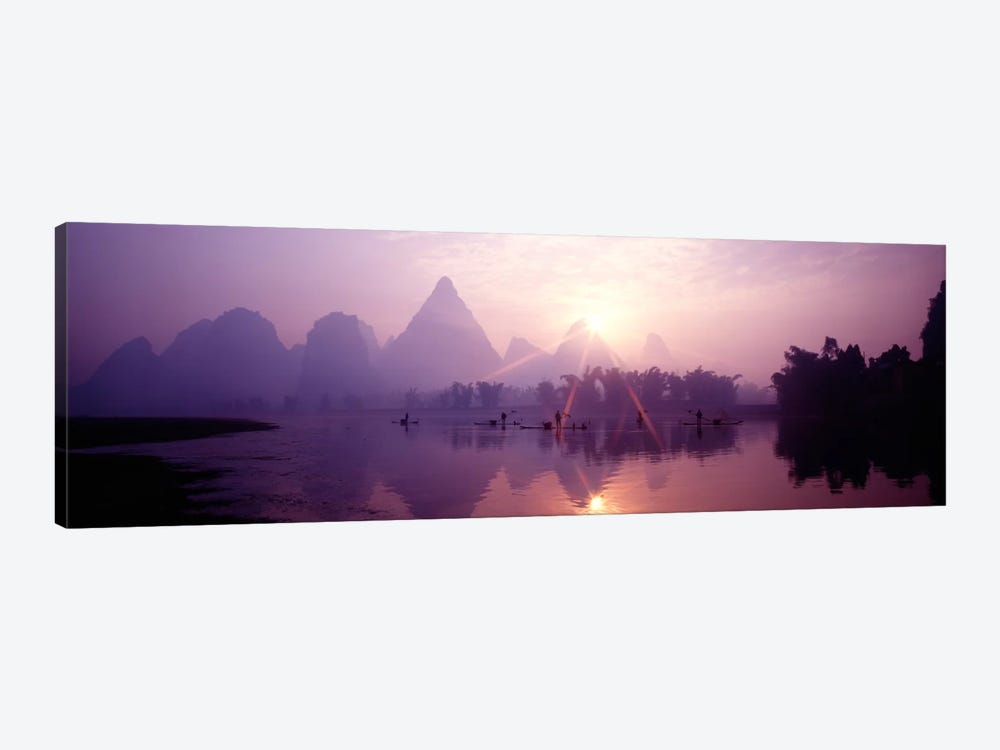 Fishing At First Light, Li River, Guilin, Guangxi Zhuang Autonomous Region, China by Panoramic Images 1-piece Canvas Artwork