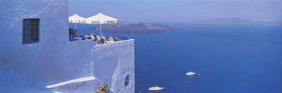 Rooftop Lounge Overlooking The Aegean Sea, Santorini, Greece by Panoramic Images canvas print