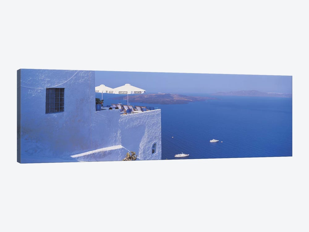 Rooftop Lounge Overlooking The Aegean Sea, Santorini, Greece by Panoramic Images 1-piece Canvas Wall Art