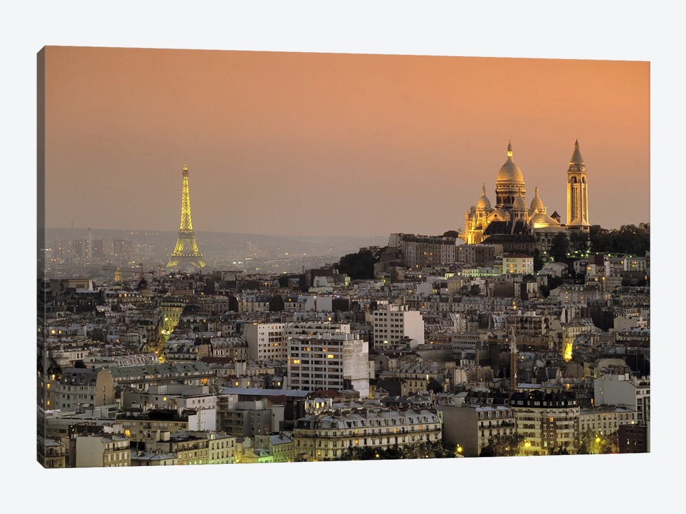 Eiffel Tower Sacred Heart Paris France by Panoramic Images 1-piece Art Print