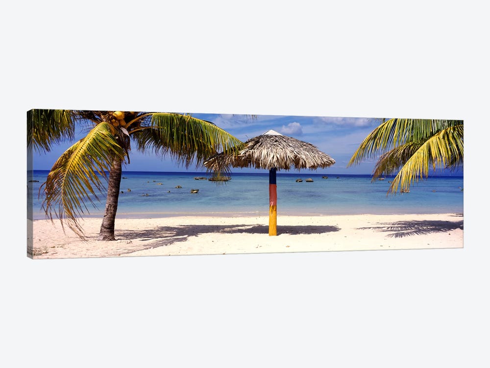 Sunshade on the beach, La Boca, Cuba by Panoramic Images 1-piece Canvas Print