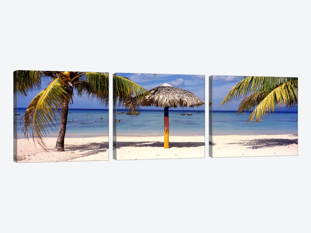 Sunshade on the beach, La Boca, Cuba by Panoramic Images 3-piece Art Print