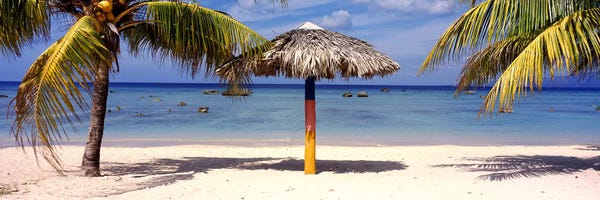 Cuba: Sunshade on the beach, La Boca, Cuba by Panoramic Images