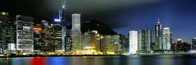 Skyline At Night, Central District, Hong Kong by Panoramic Images canvas print