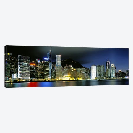 Skyline At Night, Central District, Hong Kong Canvas Print #PIM2504} by Panoramic Images Art Print