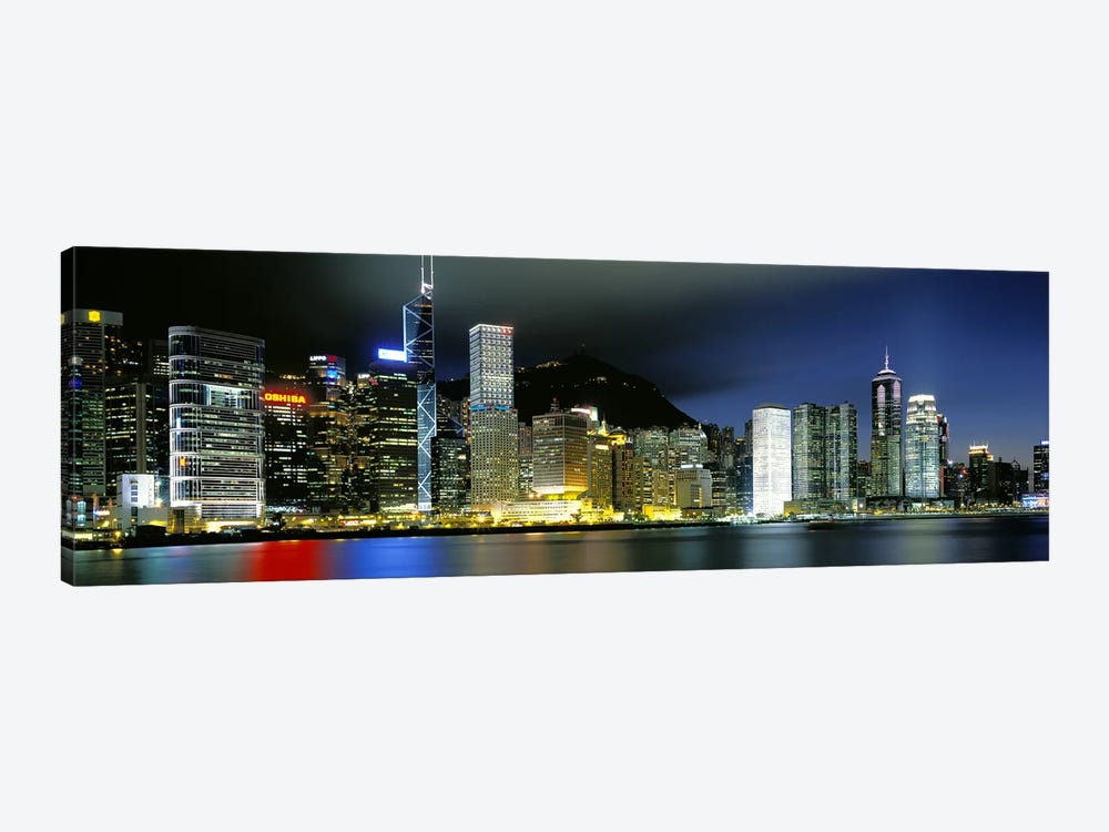 Skyline At Night, Central District, Hong Kong by Panoramic Images 1-piece Canvas Artwork