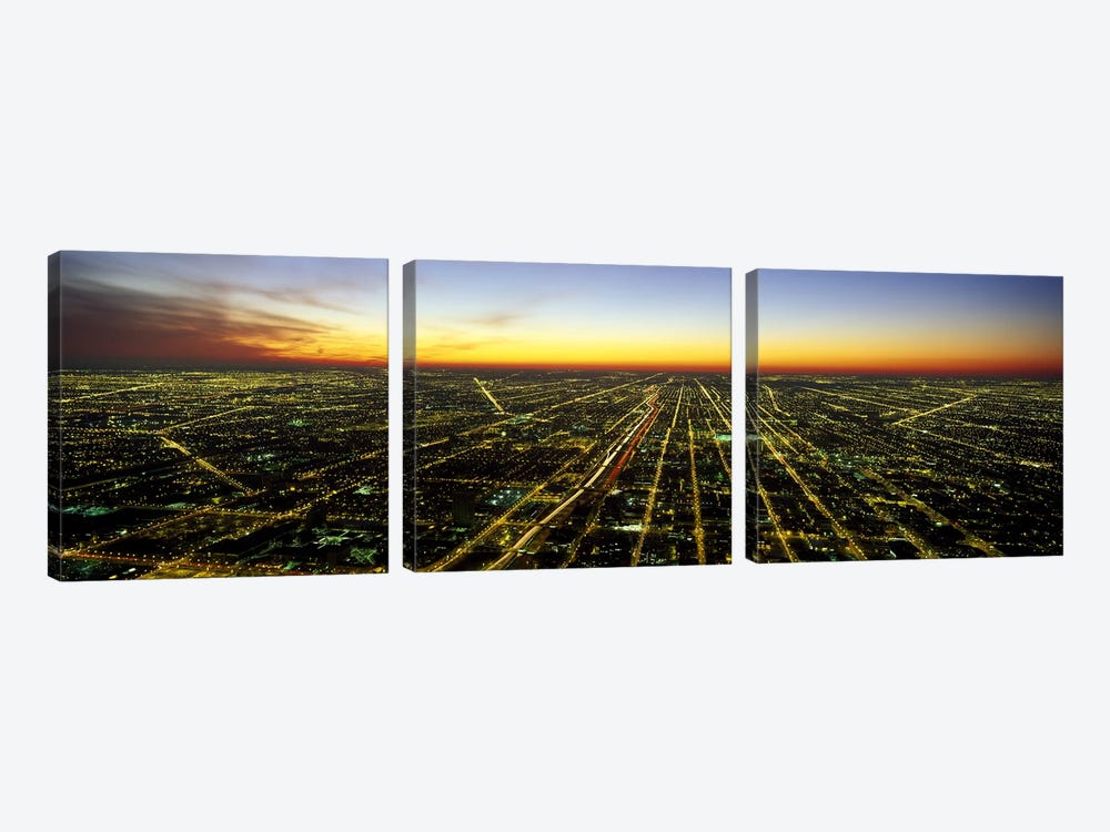 Evening Chicago IL by Panoramic Images 3-piece Canvas Art