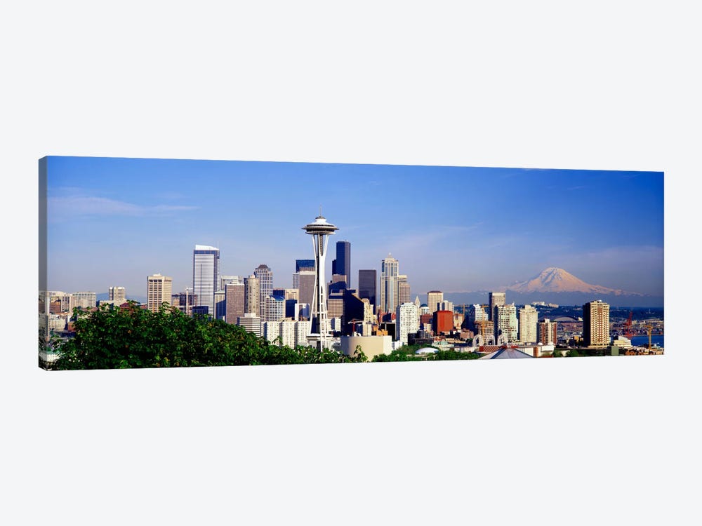 Downtown Skyline With Mount Rainier In The Distance, Seattle, King County, Washington, USA by Panoramic Images 1-piece Canvas Art Print