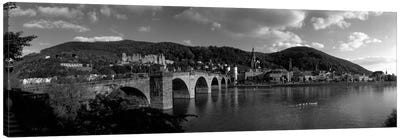 Bridge Heidelberg, Germany (black & white) Canvas Art Print - Black & White Cityscapes