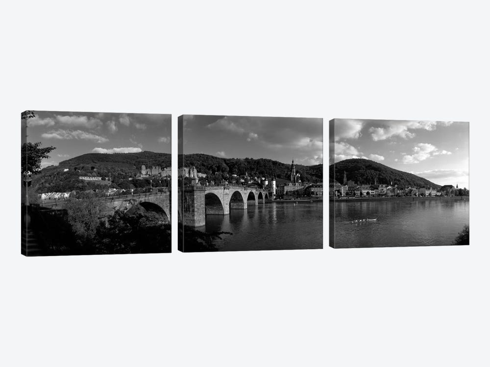 Bridge Heidelberg, Germany (black & white) by Panoramic Images 3-piece Canvas Wall Art